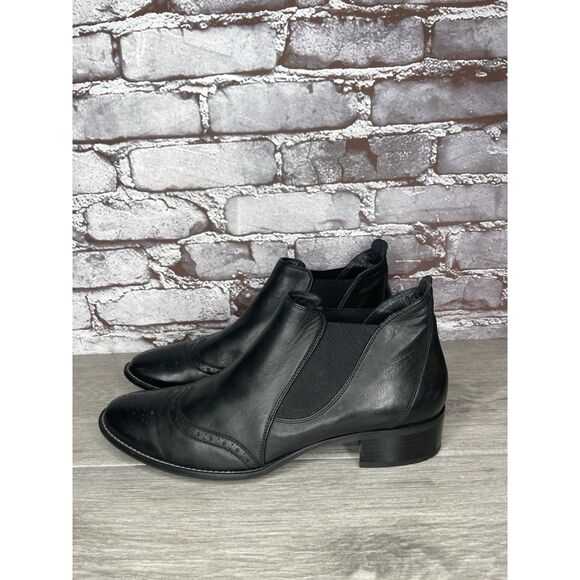 Paul Green Chelsea Black Leather Wingtip Heel Boots Women’s Sz 7.5UK/10M US/41EU - Picture 12 of 16
